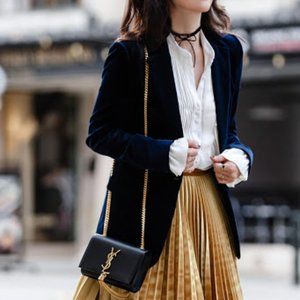 FRAME Navy Velvet Blazer